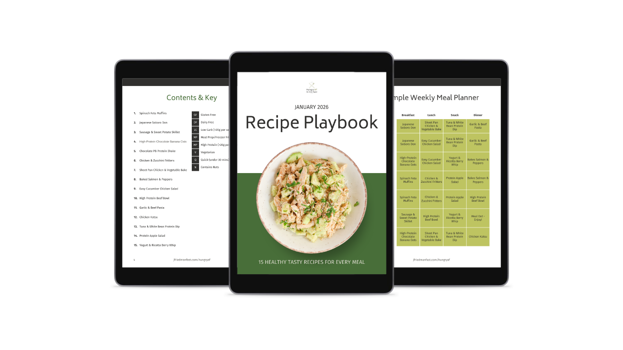 The Hungry AF January 2026 Recipe Playbook: 15 Healthy Recipes + Weekly Meal Plan + Shopping List (GLP-1-Friendly)